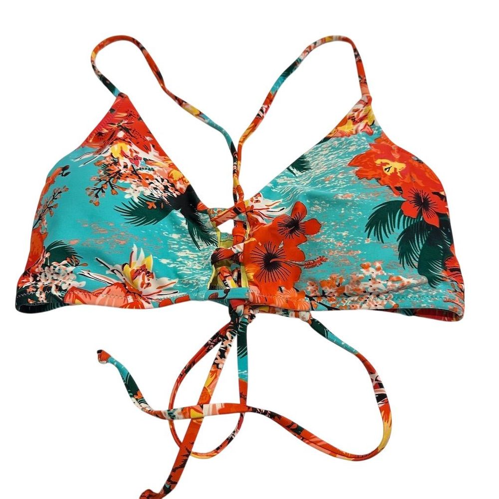 Relleciga Women's Floral Triangle‎ Bikini Top Multicolor 2XL